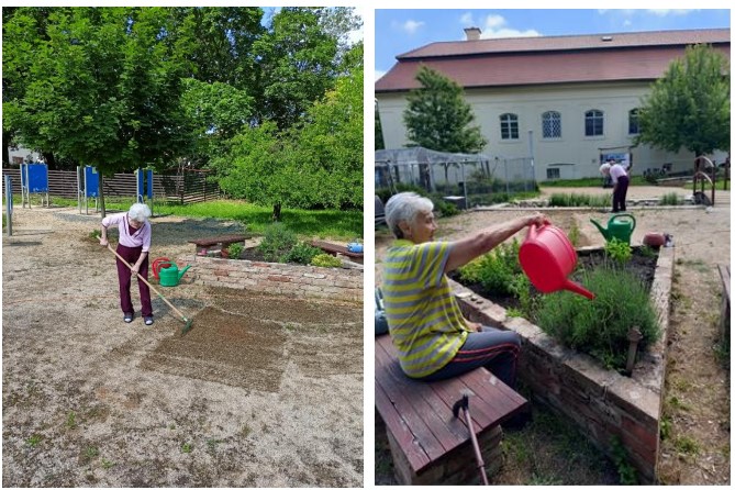 seniorky při práci v terapeutické zahradě