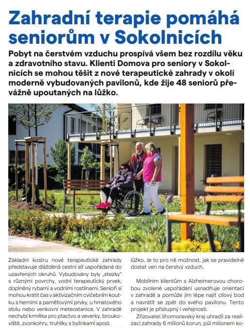 Zahradní terapie pomáhá seniorům v Sokolnicích